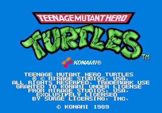Teenage Mutant Hero Turtles (UK 4 Players, set 1) Title Screen